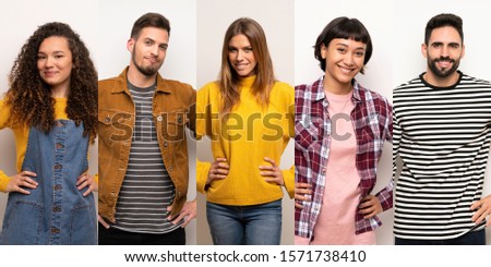 Set of people posing with arms at hip and smiling