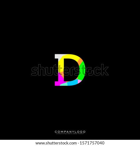 simple colorful modern D logo letter isolated on black background vector illustration.