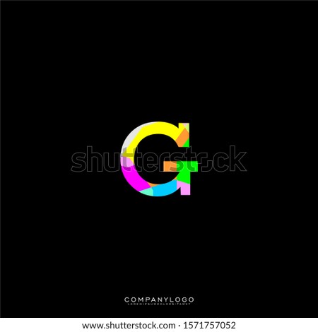simple colorful modern G logo letter isolated on black background vector illustration.