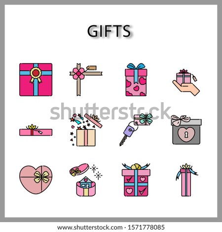 Gift box icon set isolated on white background for web design