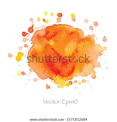 Vector brush splash orange watercolor on paper.Eps10