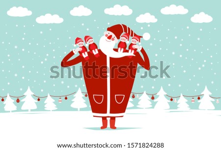 Funny Santa Claus. Cute Christmas vector illustration 