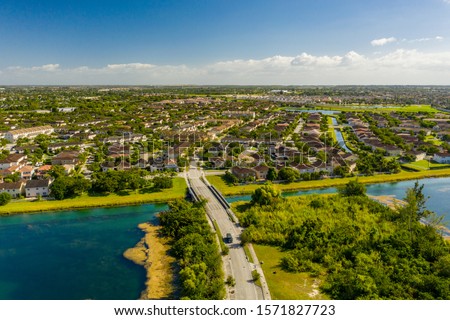 Scenic landscape Homestead Florida USA residential real estate homes Royalty-Free Stock Photo #1571827723