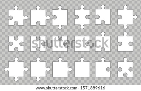 Set puzzle pieces isolated on transparent background. Royalty-Free Stock Photo #1571889616