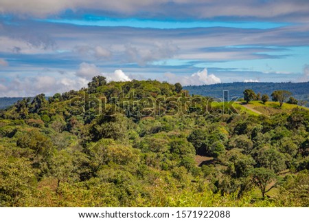 Beautiful nature. Mountain View. Costa Rica road to the mountains.