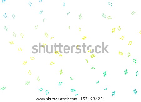 Light Green, Yellow vector template with musical symbols. Modern abstract illustration with melody keys. Pattern for websites of musitians.
