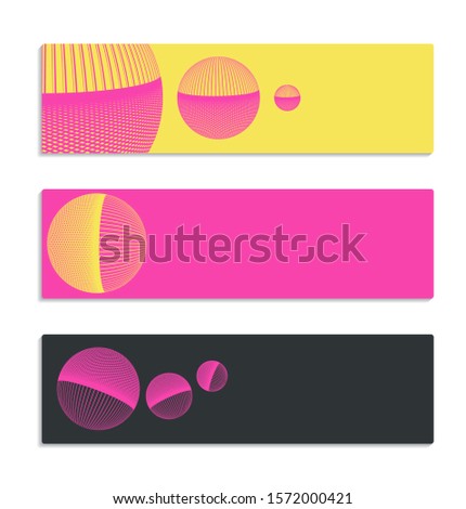 abstract wired balloons banners set in pop pink yellow shades