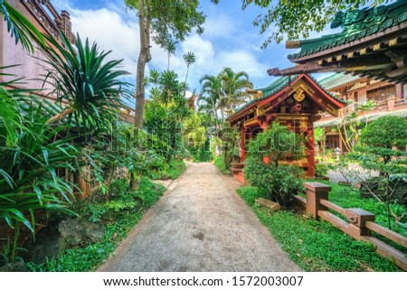 Buu Minh pagoda, Plei Ku city, Gia Lai, Vietnam. Royalty high-quality free stock image landscape of pagoda in Vietnam