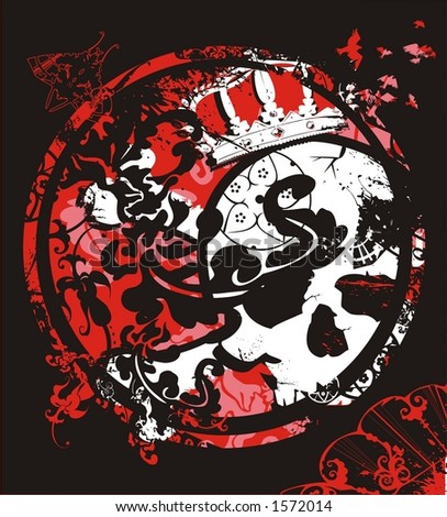 grunge brutal background with crowned skull