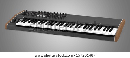black synthesizer isolated on gray background
