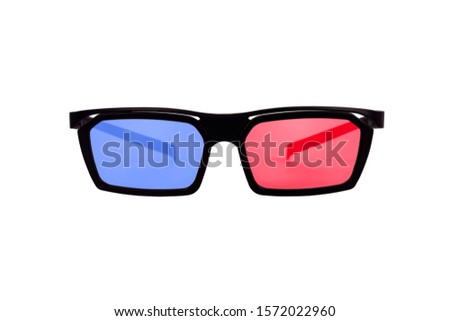 Plastic stereoscopic glasses isolated on white background.