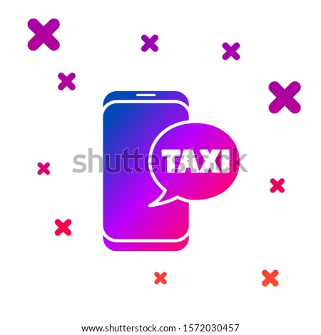 Color Taxi call telephone service icon isolated on white background. Taxi for smartphone. Gradient random dynamic shapes. Vector Illustration