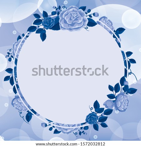 Background design with blue flower frame illustration