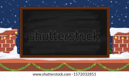 Blackboard with snow falling in background illustration