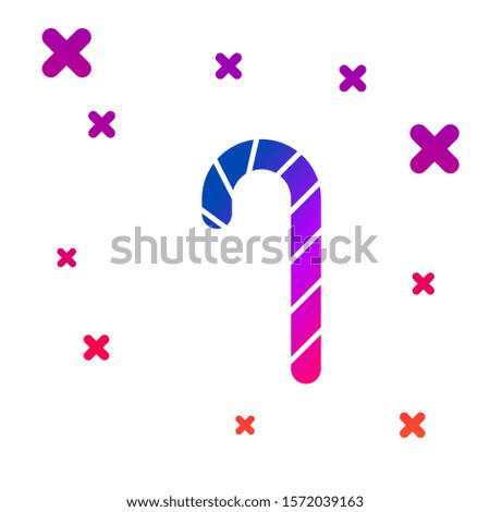 Color Christmas candy cane with stripes icon isolated on white background. Merry Christmas and Happy New Year. Gradient random dynamic shapes. Vector Illustration