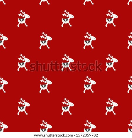 Seamless pattern of white Christmas reindeer. Xmas background. Flat lay.
