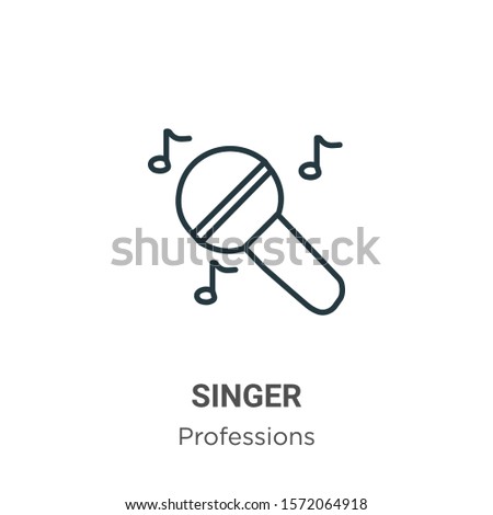 Singer outline vector icon. Thin line black singer icon, flat vector simple element illustration from editable professions concept isolated on white background
