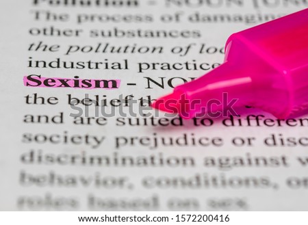 Word sexism definition with highlighter Royalty-Free Stock Photo #1572200416