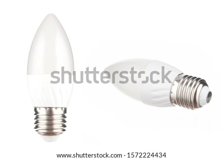 set of bulbs isolated on white background incandescent, compact fluorescent, halogen, LED light