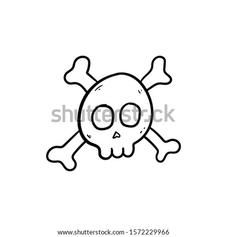 pirate skull doodle icon vector hand drawing 