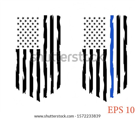 Thin blue line US flag Clip art. Transparent background