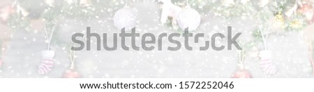 Silver glitter Christmas background with lights bokeh. Greeting card, banner. holiday concept. Panorama picture