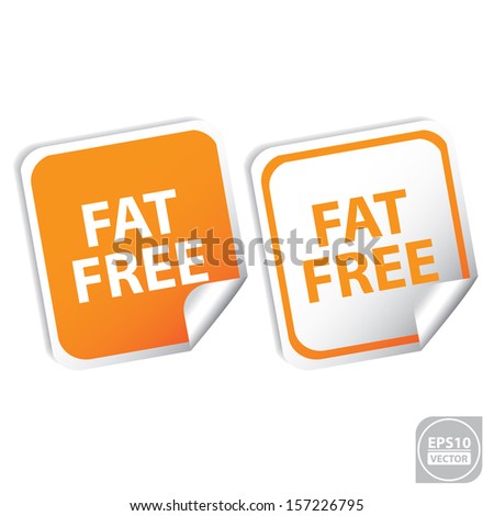 Vector:Set of Fat free orange stickers.