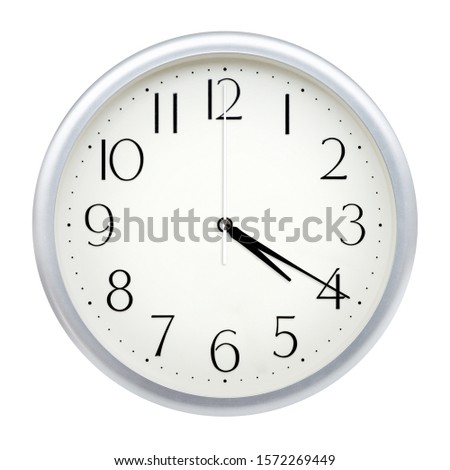 Analog wall clock isolated on white background. Royalty-Free Stock Photo #1572269449