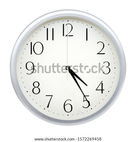 Analog wall clock isolated on white background. Royalty-Free Stock Photo #1572269458