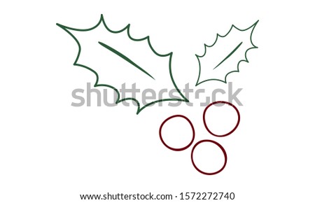 just a Holly leaf with three berries. bright, familiar traditionally. Christmas print