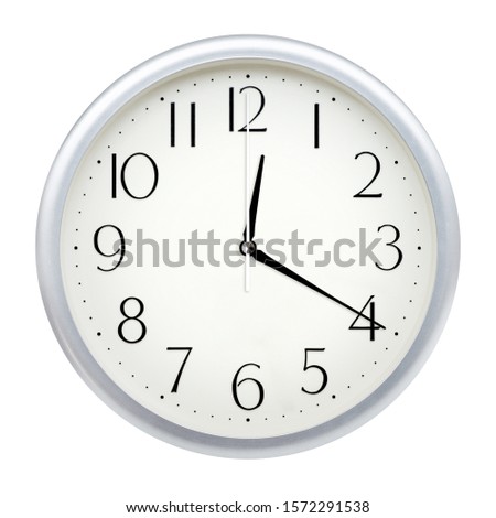 Analog wall clock isolated on white background. Royalty-Free Stock Photo #1572291538