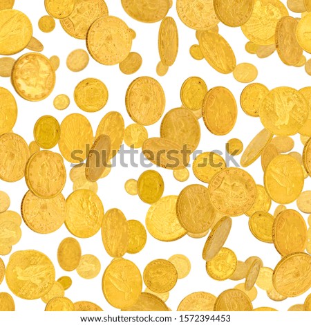 Seamless background with falling old gold american dollar coins