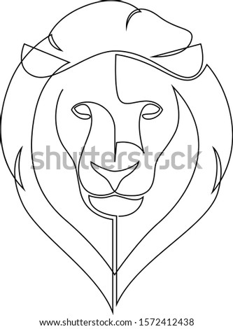 One line design silhouette of lion. Hand drawn minimalism style. Abstract lion vector illustration
