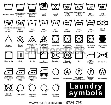 Icon set of laundry symbols, vector illustration Royalty-Free Stock Photo #157241795