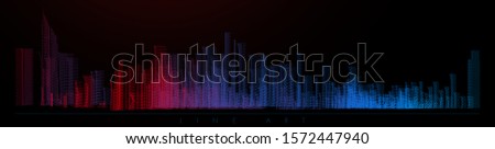Modern city concept. Vector drawn by color lines. Urban art. Creative city line-art. Vector template brochures, flyers, presentations, logo, print, leaflet, banners.
