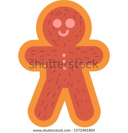 Traditional new year gingerbread flat vector illustration. Tasty christmas cookie, xmas food
