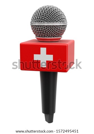 3d illustration. Microphone with Swiss flag. Image with clipping path