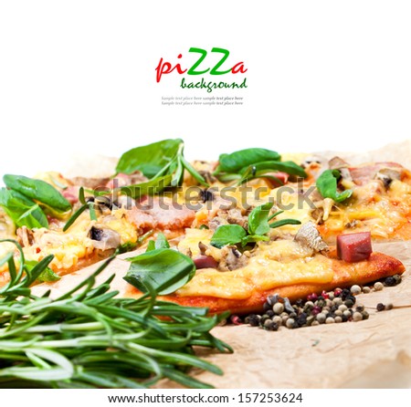 Delicious fresh pizza isolated in white 