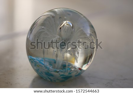 Abstract closeup image of glass paperweight