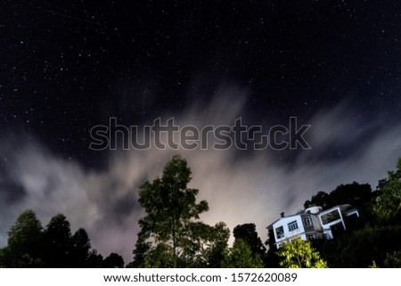 Long exposure picture of clouds covering the night sky