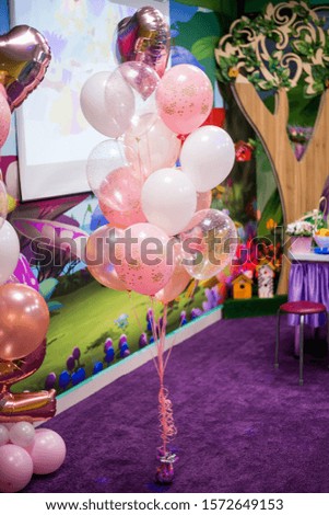 composition balloons in pink on a colorful bright background