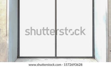 White Blank Advertisement Billboard Banner Sign On A Building Wall .Mock Up Isolated Template Clipping Path