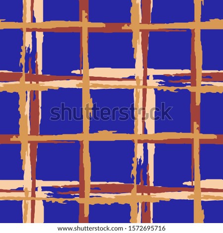 Tartan. Grunge Stripes. Abstract Texture with Horizontal and Vertical Brush Strokes. Scribbled Grunge Pattern for Print, Fabric, Textile. Scottish Ornament. Vector Texture.