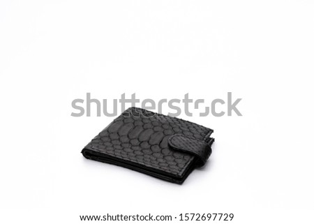 Fashion luxury snakeskin python wallet isolated on a white background.