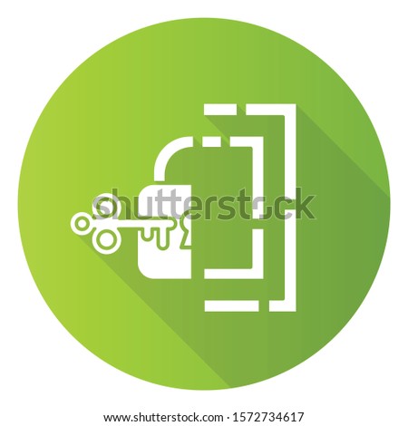 Riddle solution finding green flat design long shadow glyph icon. Maze, key-lock puzzle. Mental exercise. Logic game. Ingenuity, intelligence test. Brain teaser. Vector silhouette illustration