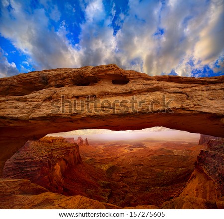 Mesa Arch in Canyonlands National Park Utah USA sunrise photo mount Royalty-Free Stock Photo #157275605
