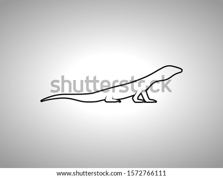 Monitor Lizard Silhouette on White Background. Isolated Vector Animal