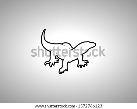 Monitor Lizard Silhouette on White Background. Isolated Vector Animal