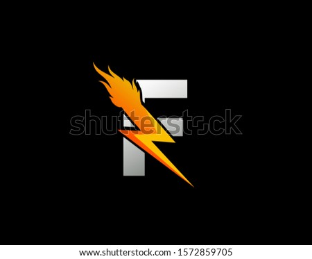 Fire Flash F Letter Logo Icon, Electrical Bolt With Initial F Logo Design.
