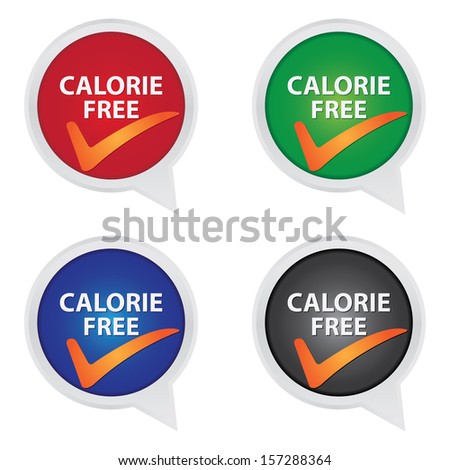 Icon for Marketing Campaign, Product Information or Product Ingredient Concept Present By Colorful Calorie Free Icon With Check Mark Sign Isolated on White Background 
